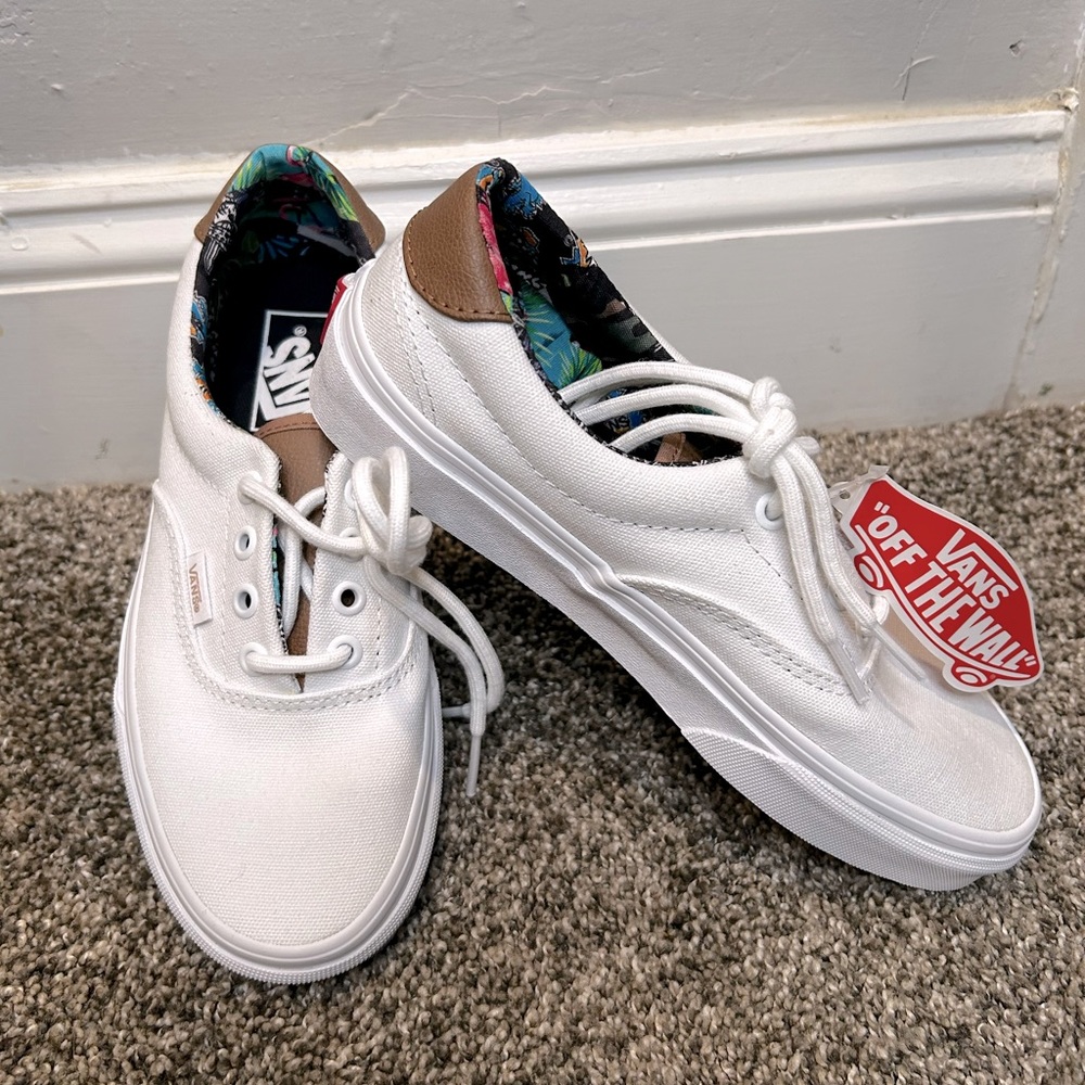 White and floral Eras Vans